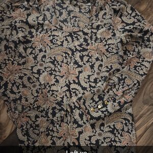 LOFT Black and Tan Paisley Blouse